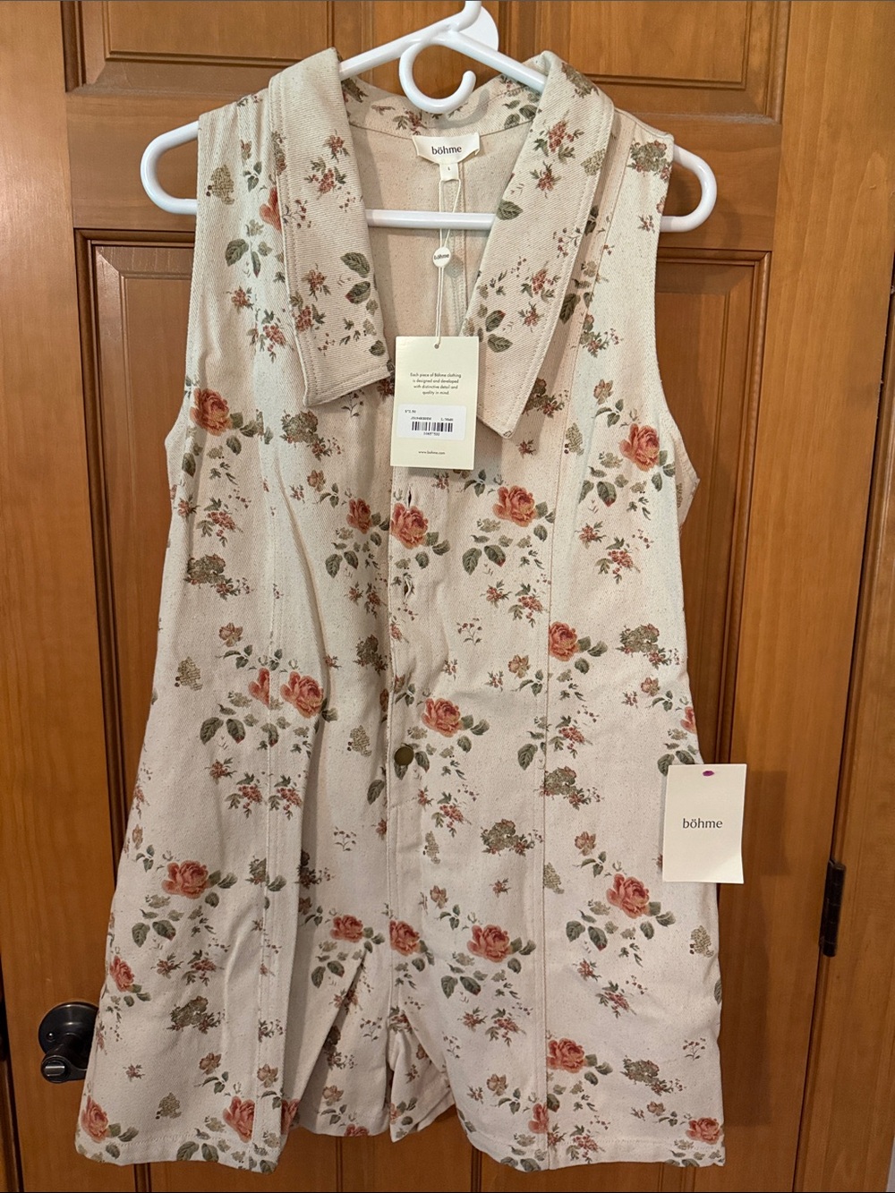 Cream Floral Sleeveless Collared Dress